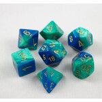 Chessex Chessex 7-Die set Gemini - Blue-Teal/Gold