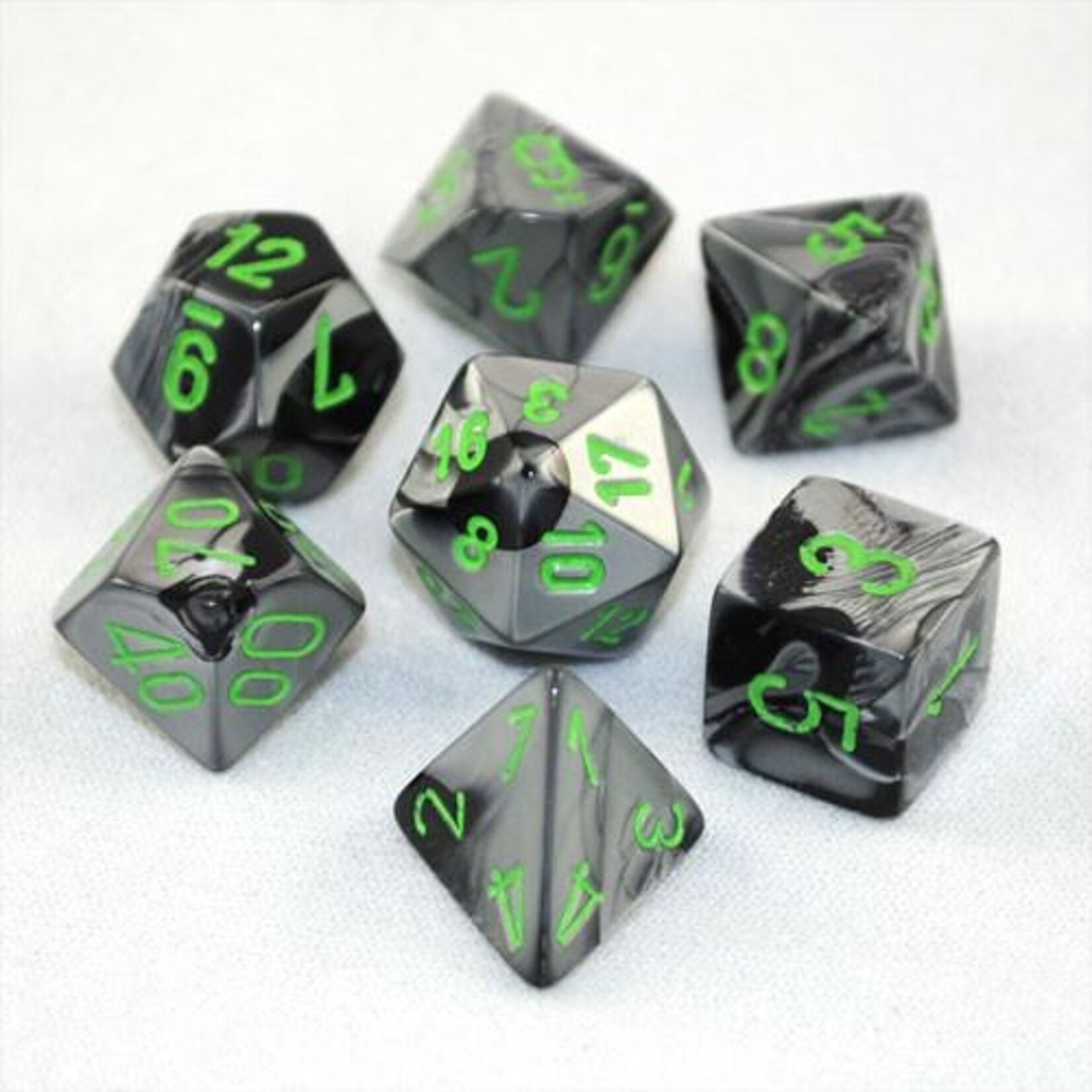 Chessex Chessex 7-Die set Gemini - Black-Grey/Green