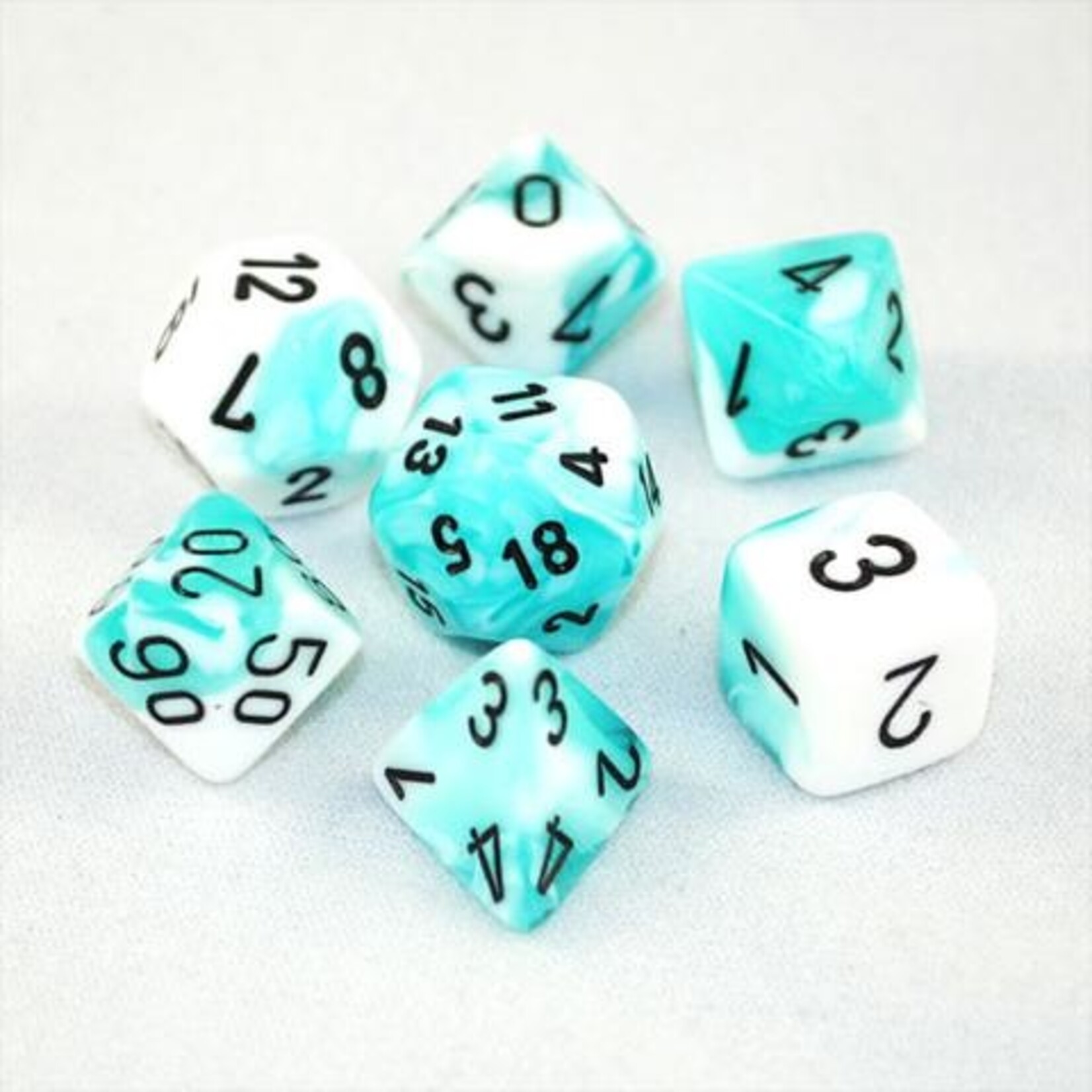 Chessex Chessex 7-Die set Gemini - Teal-White/Black