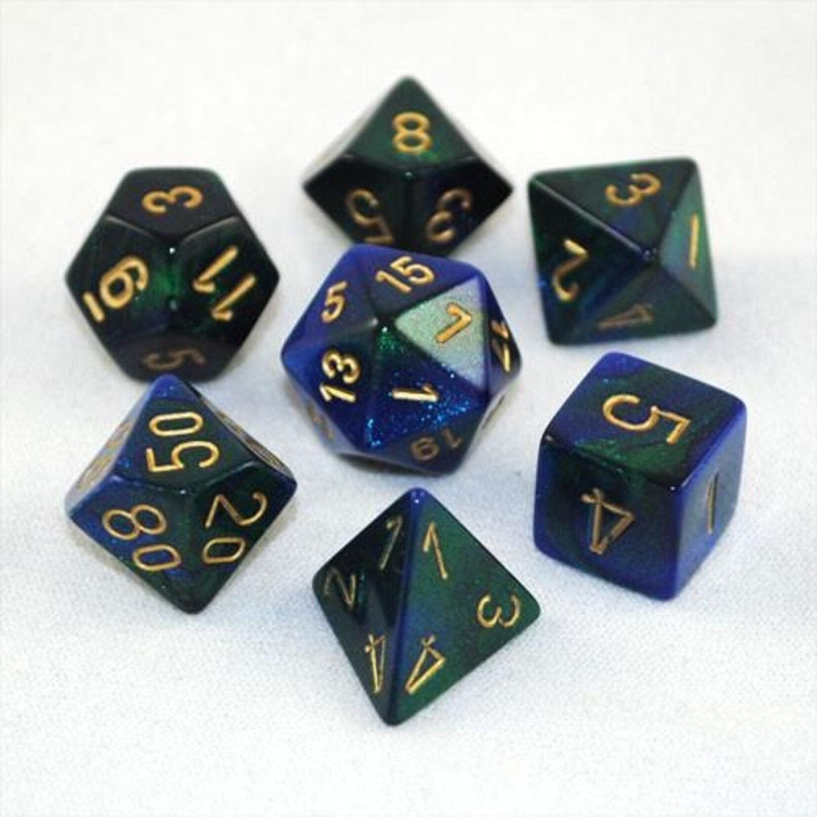 Chessex Chessex 7-Die set Gemini - Blue-Green/Gold