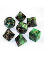 Chessex Chessex 7-Die set Gemini - Black-Green/Gold