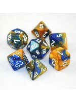 Chessex Chessex 7-Die set Gemini - Blue-Gold/White