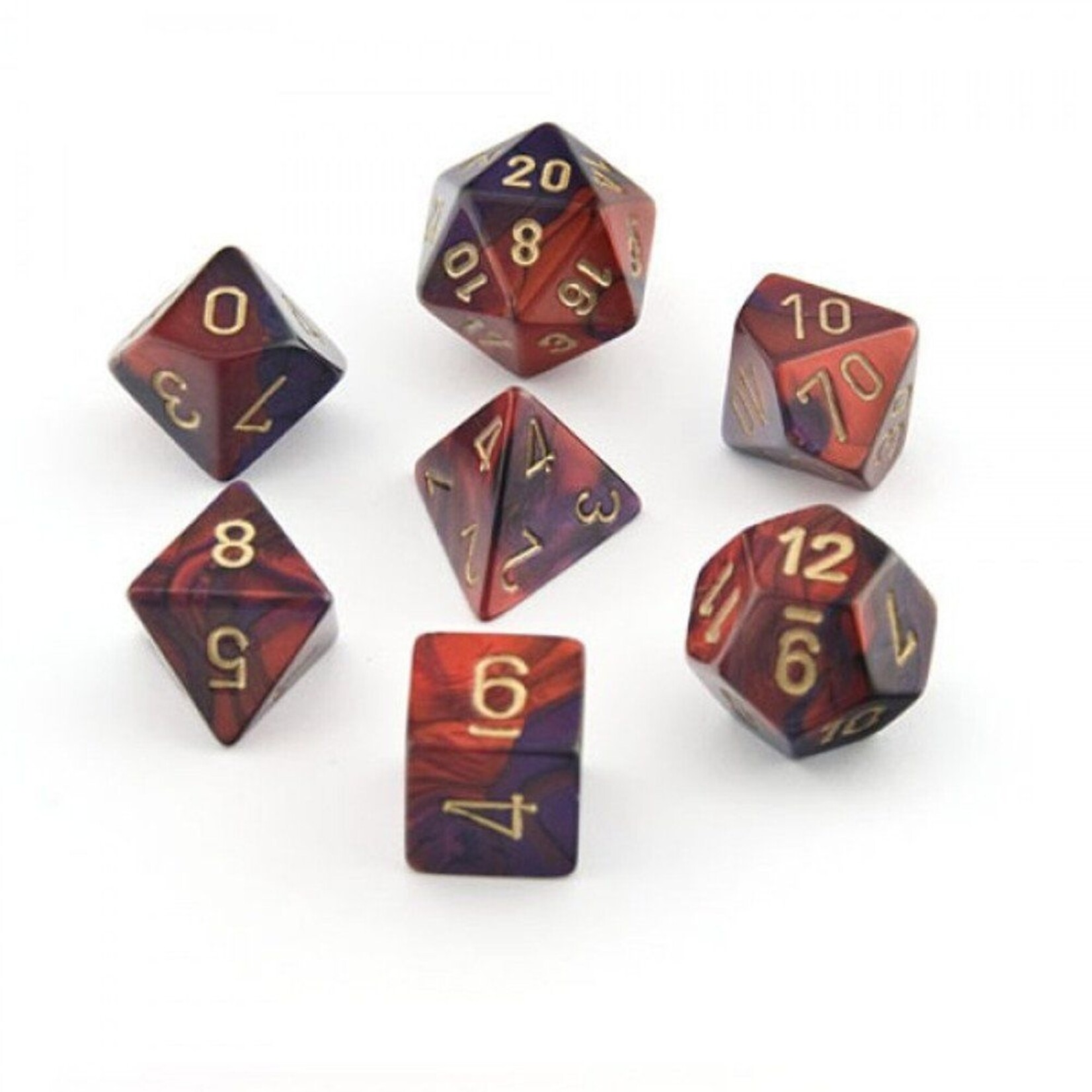 Chessex Chessex 7-Die set Gemini - Purple-Red/Gold