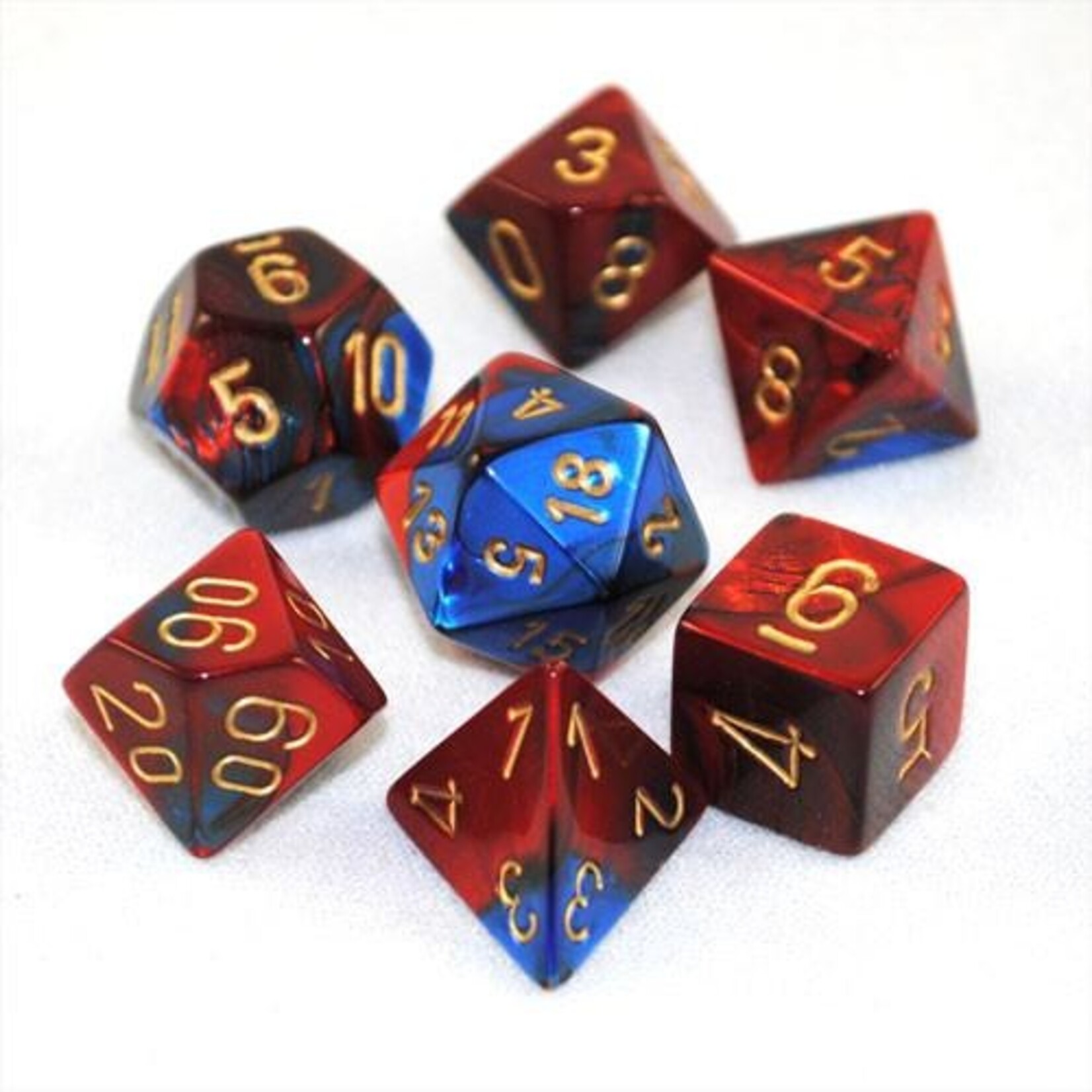 Chessex Chessex 7-Die set Gemini - Blue-Red/Gold