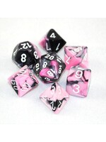 Chessex Chessex 7-Die set Gemini - Black-Pink/White