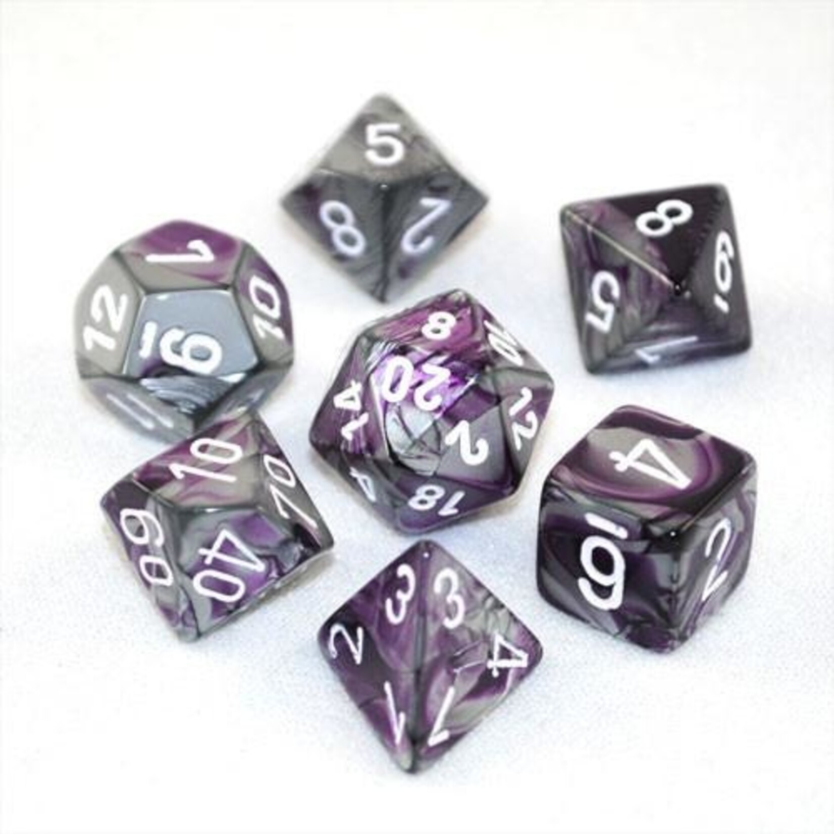 Chessex Chessex 7-Die set Gemini - Purple-Steel/White