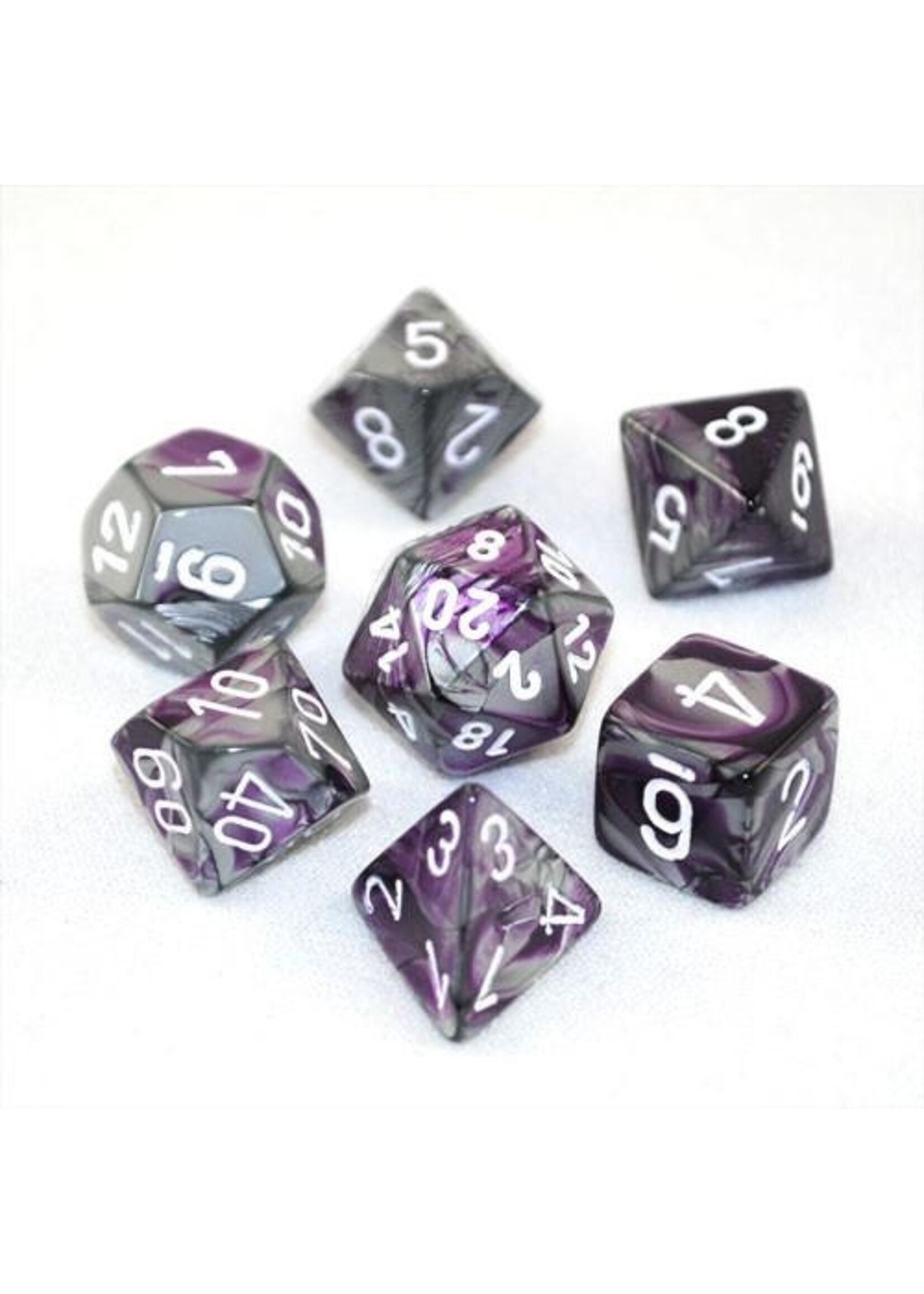 Chessex Chessex 7-Die set Gemini - Purple-Steel/White