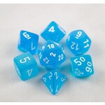 Chessex Chessex 7-Die set Frosted - Caribbean Blue/White