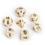 Chessex Chessex 7-Die set Marble - Ivory/Black