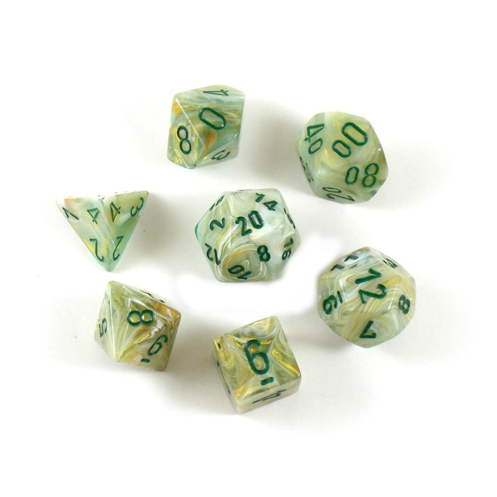 Chessex Chessex 7-Die set Marble - Green/Dark Green