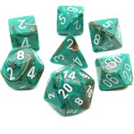 Chessex Chessex 7-Die set Marble - Oxi-Copper/White