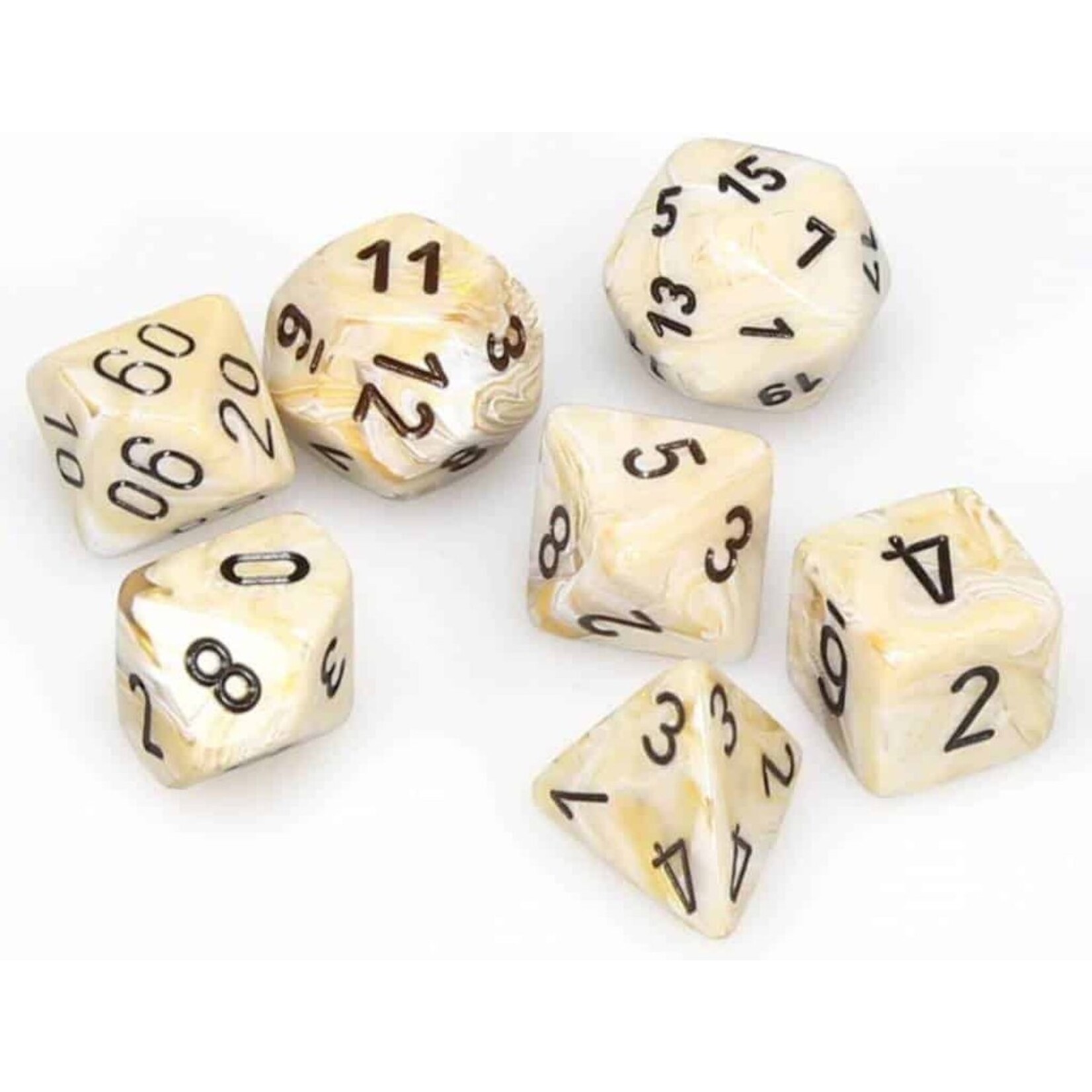 Chessex Chessex 7-Die set Marble - Ivory/Black