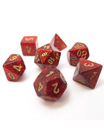 Chessex Chessex 7-Die set Glitter - Ruby Red/Gold