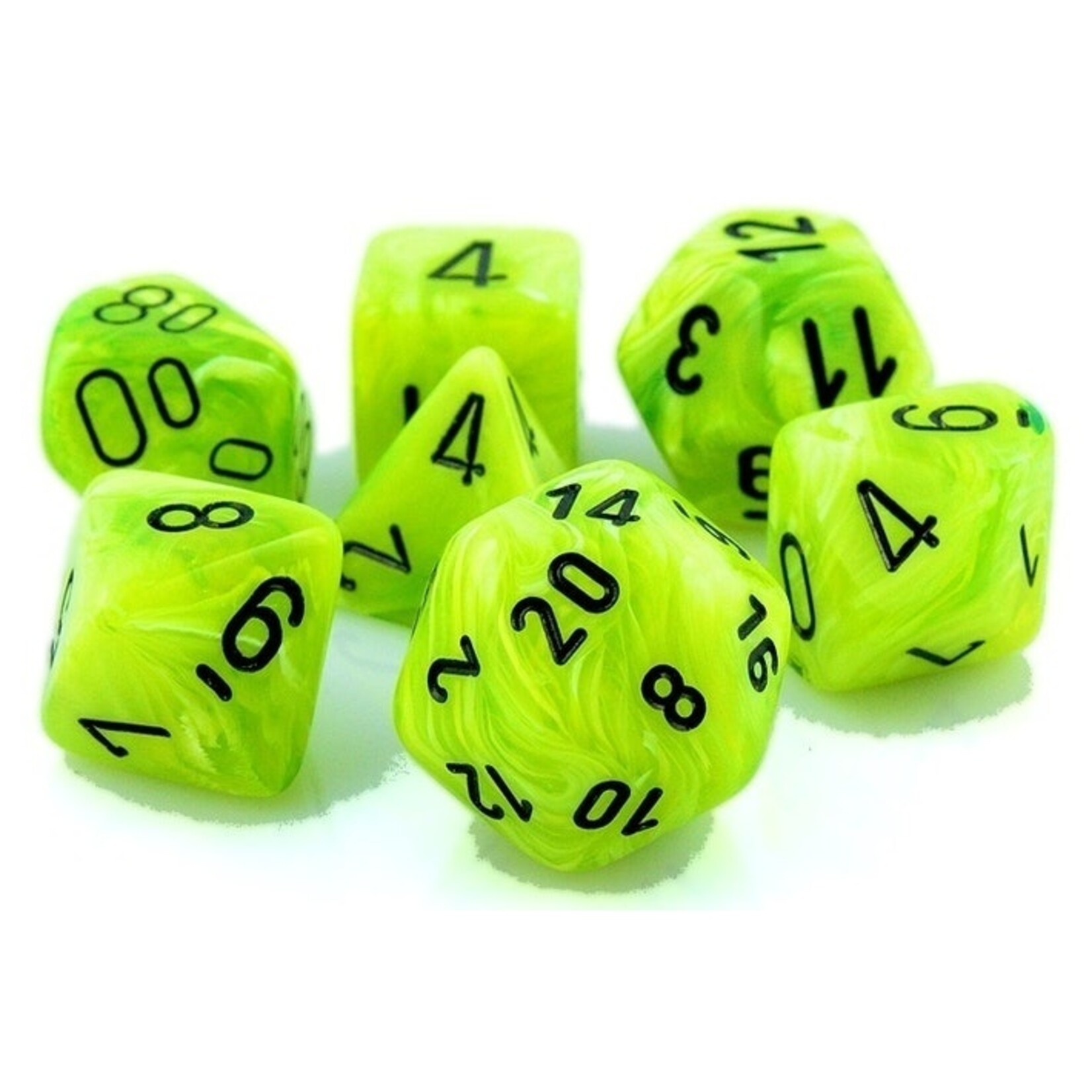 Chessex Chessex 7-Die set Vortex - Bright Green/Black