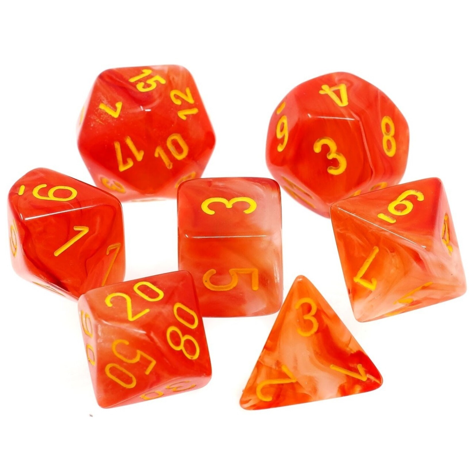 Chessex Chessex 7-Die set Ghostly Glow - Orange/Yellow