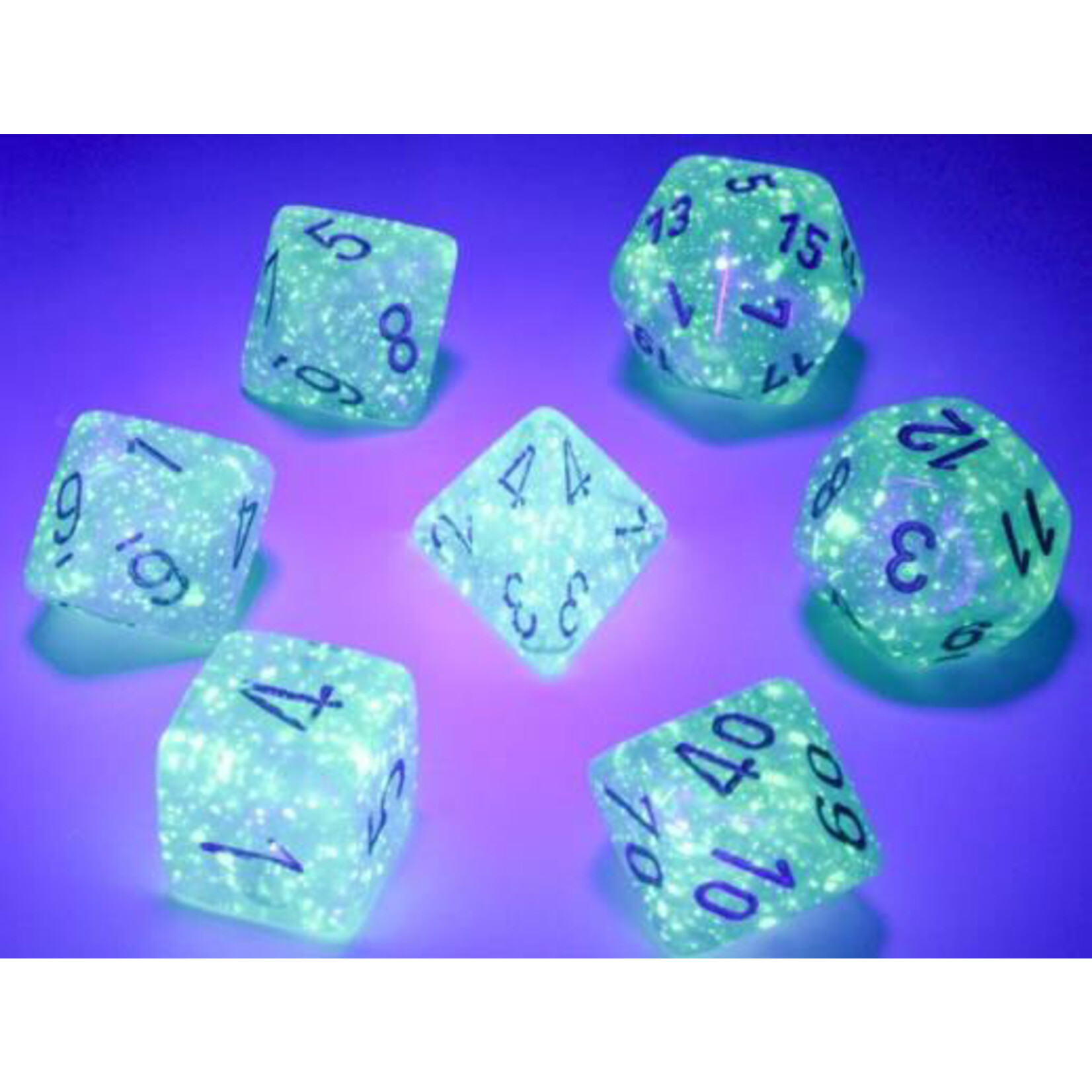 Chessex Chessex 7-Die set Borealis Luminary  - Teal/Gold