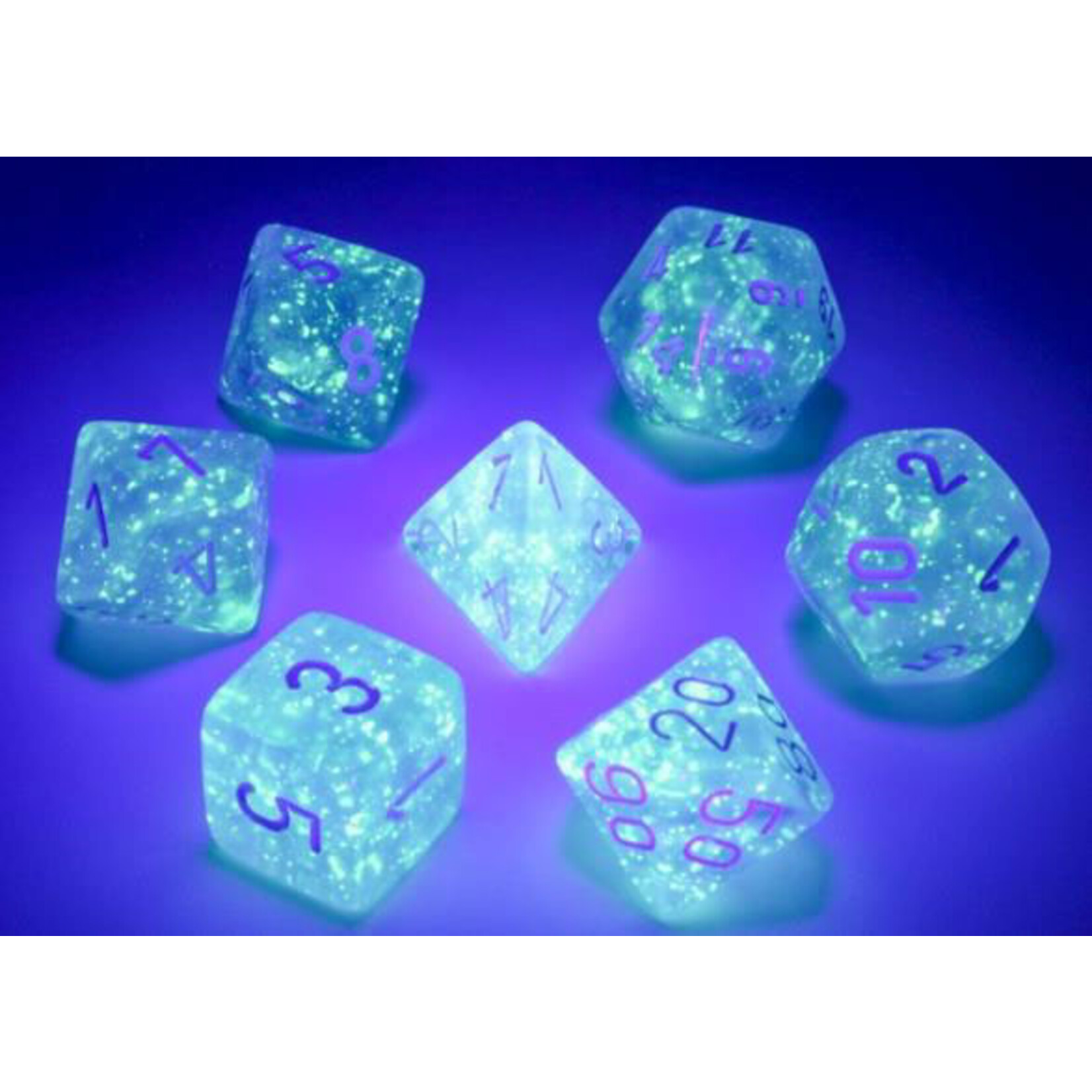 Chessex Chessex 7-Die set Borealis Luminary  - Sky Blue/White