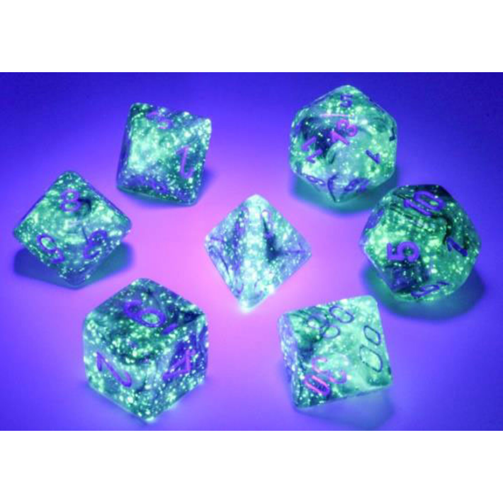 Chessex Chessex 7-Die set Borealis Luminary  - Light Smoke/Silver