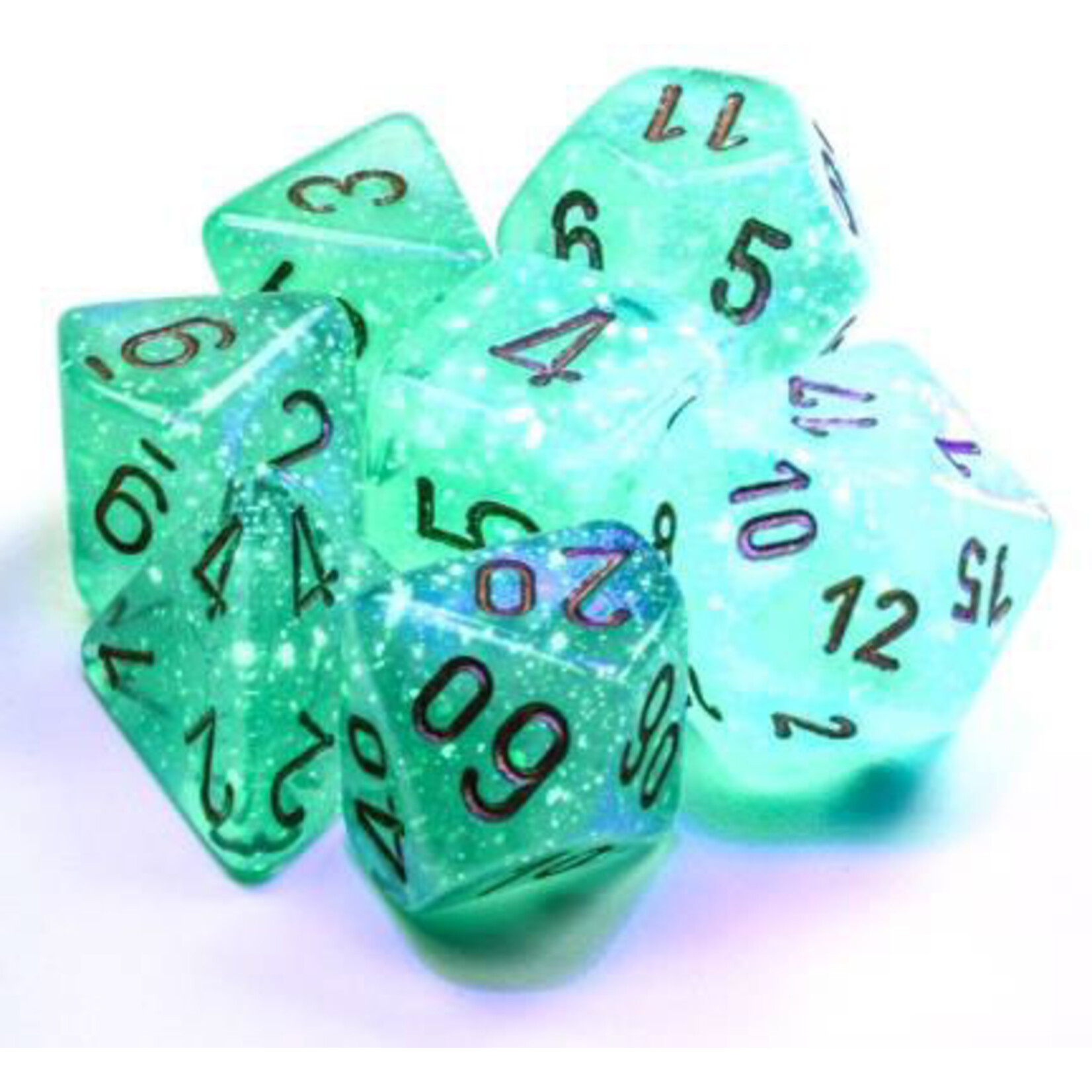 Chessex Chessex 7-Die set Borealis Luminary  - Light Green/Gold