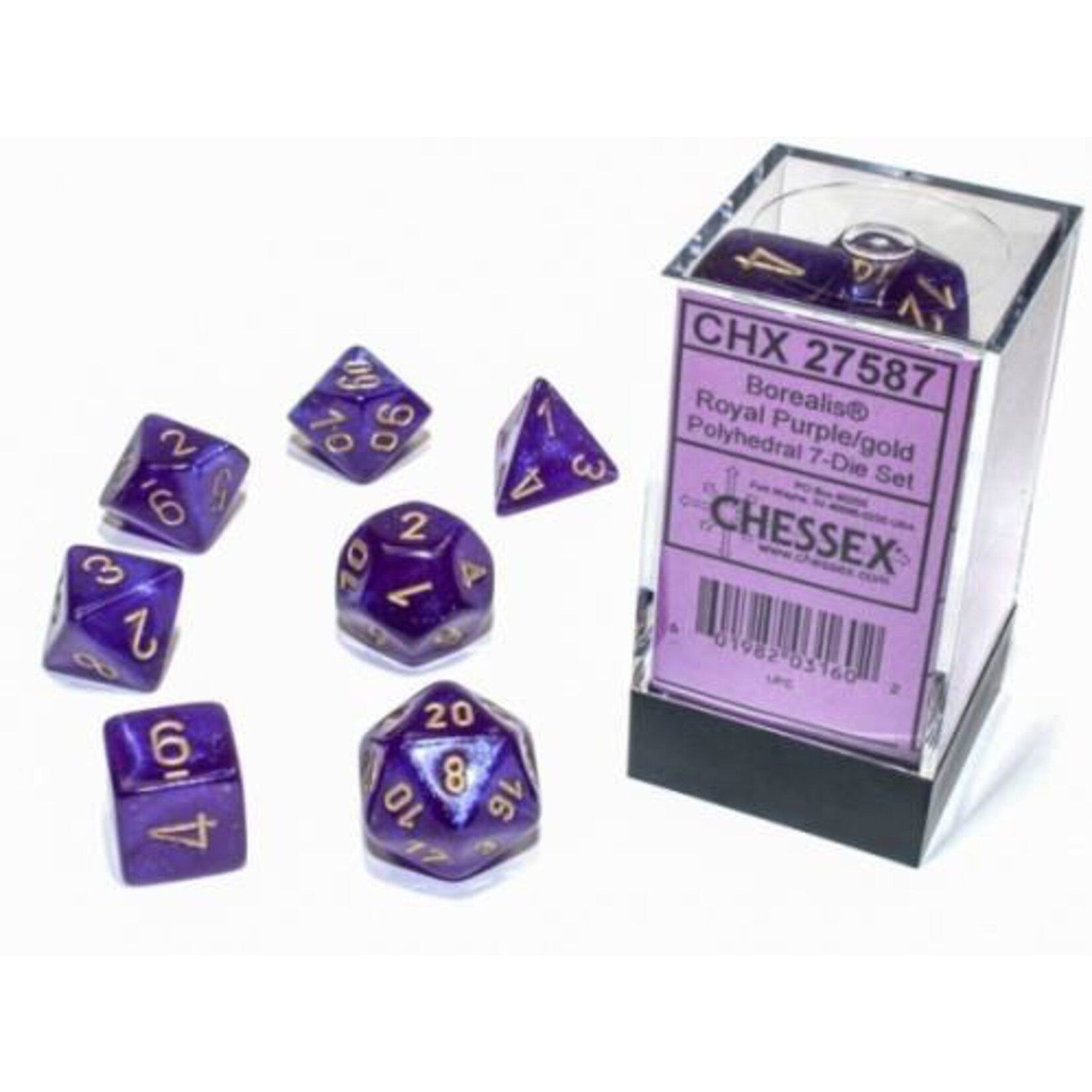 Chessex Chessex 7-Die set Borealis Luminary - Royal Purple/Gold