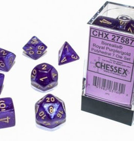 Chessex Chessex 7-Die set Borealis Luminary Royal Purple/Gold