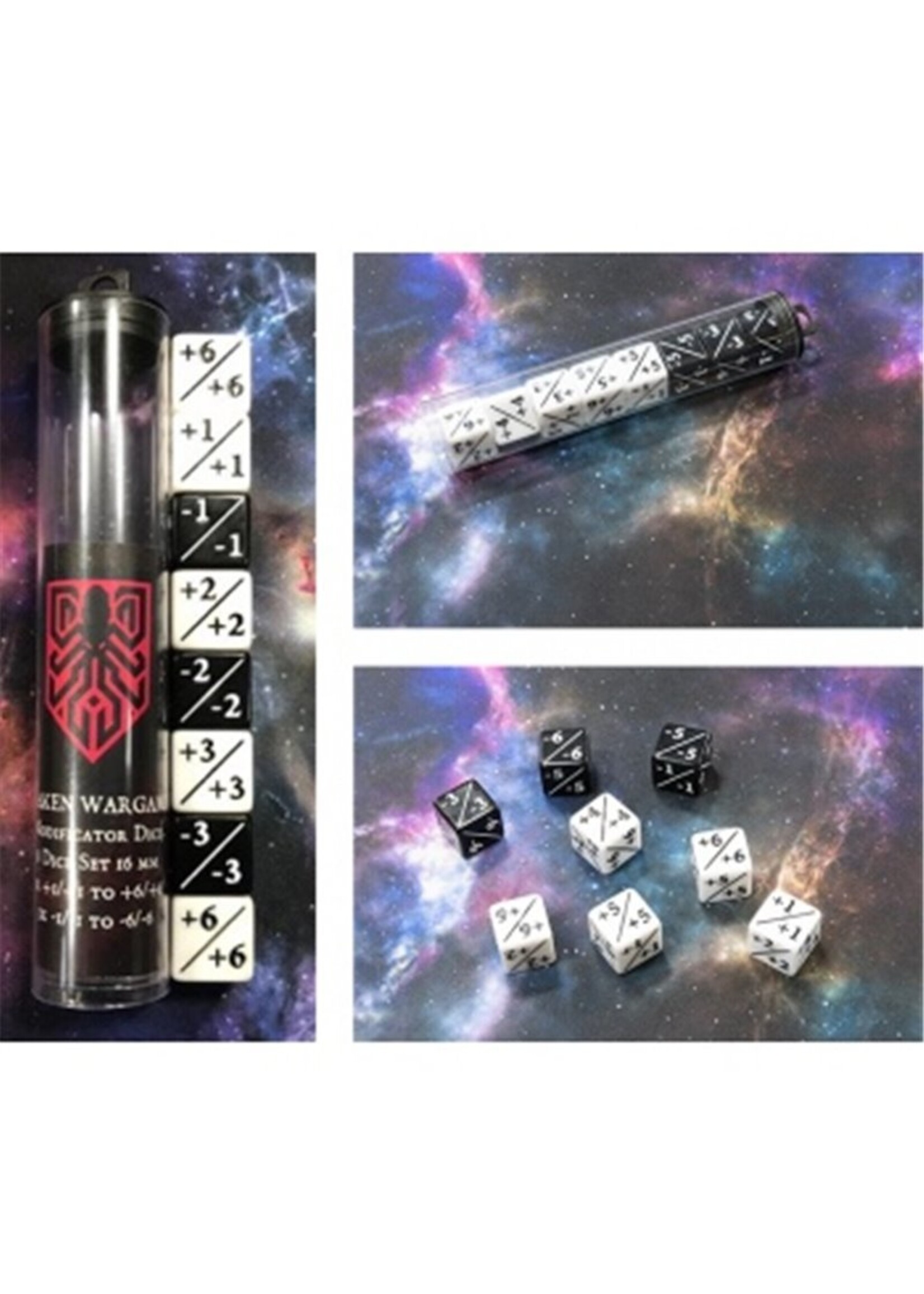 Kraken Wargames Positive/Negative D6 Dice 16 mm (8 Dice in Tube)