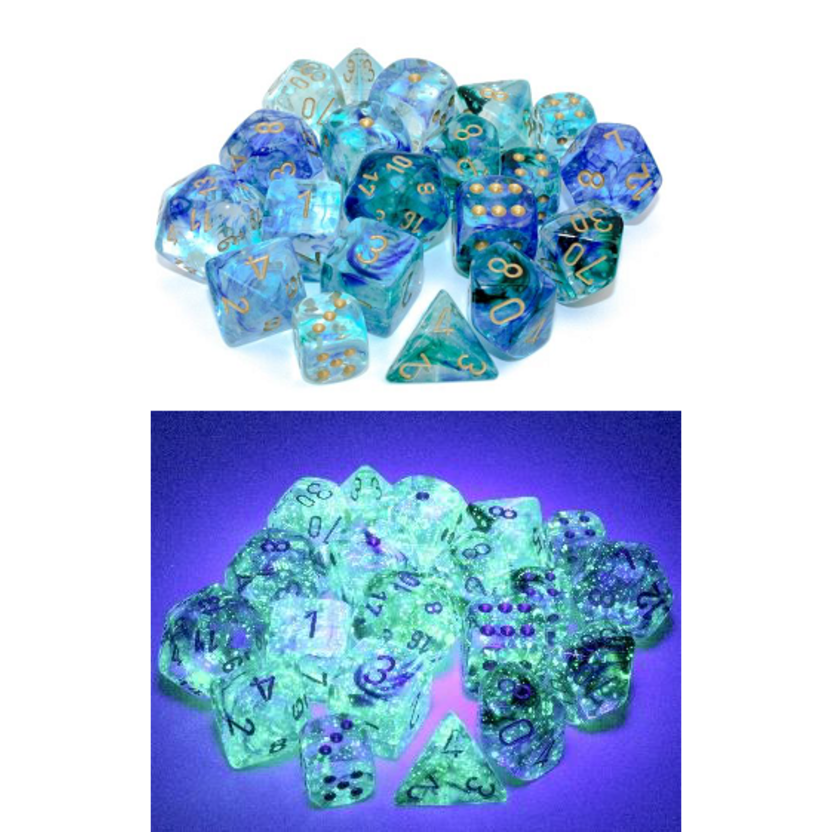 Chessex Chessex 7-Die set Nebula Luminary - Oceanic/Gold