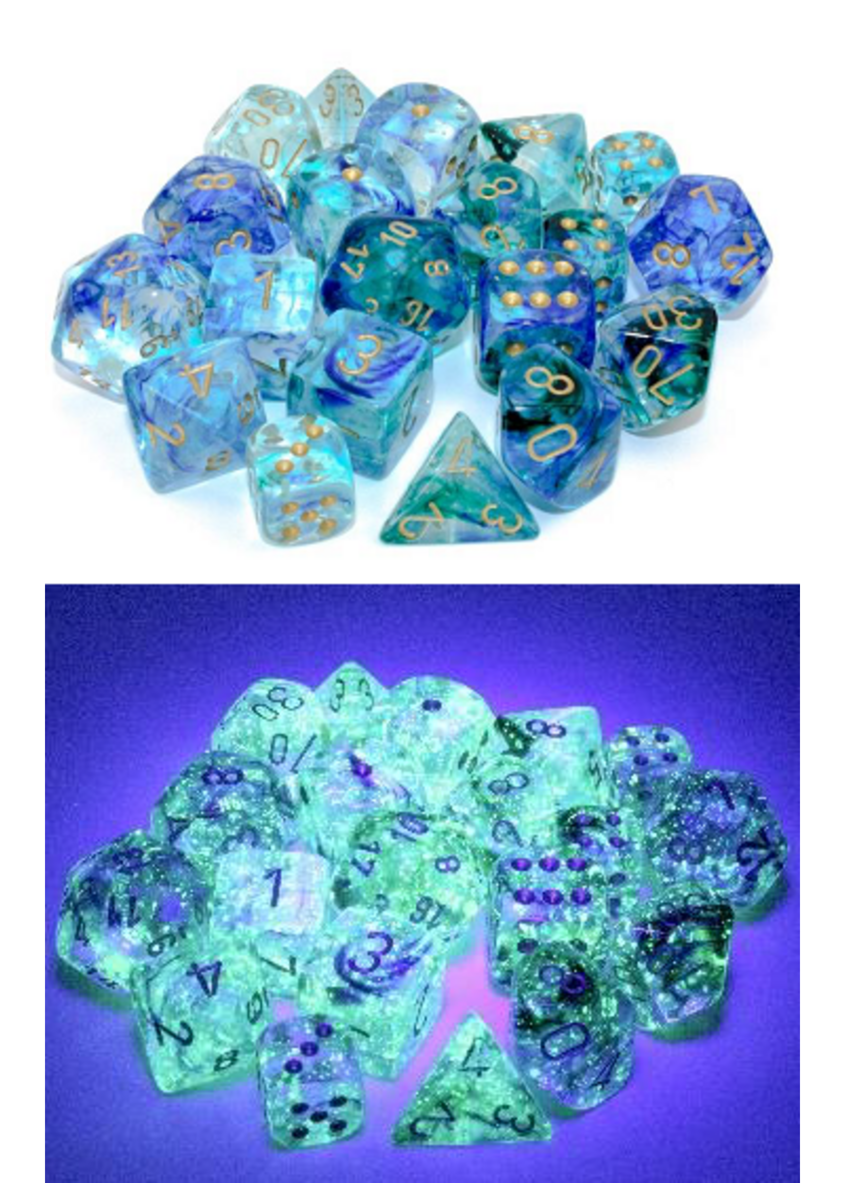 Chessex Chessex 7-Die set Nebula Luminary - Oceanic/Gold