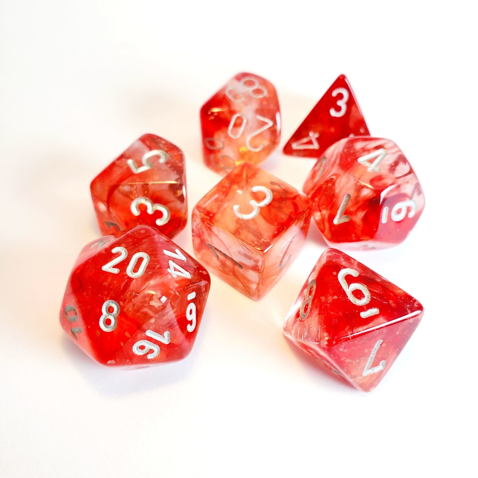 Chessex Chessex 7-Die set Nebula Luminary - Red/Silver