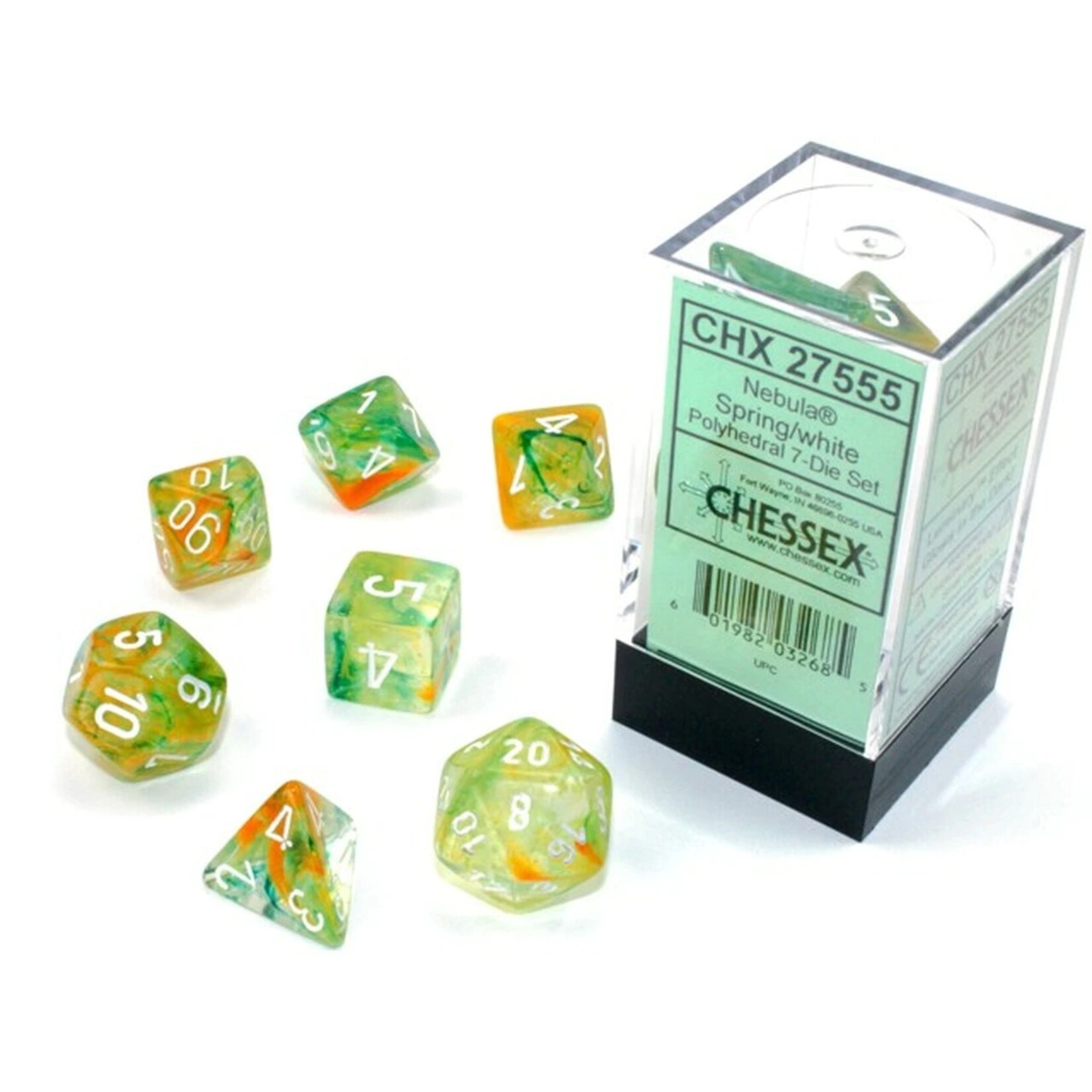 Chessex Chessex 7-Die set Nebula Luminary - Spring/White