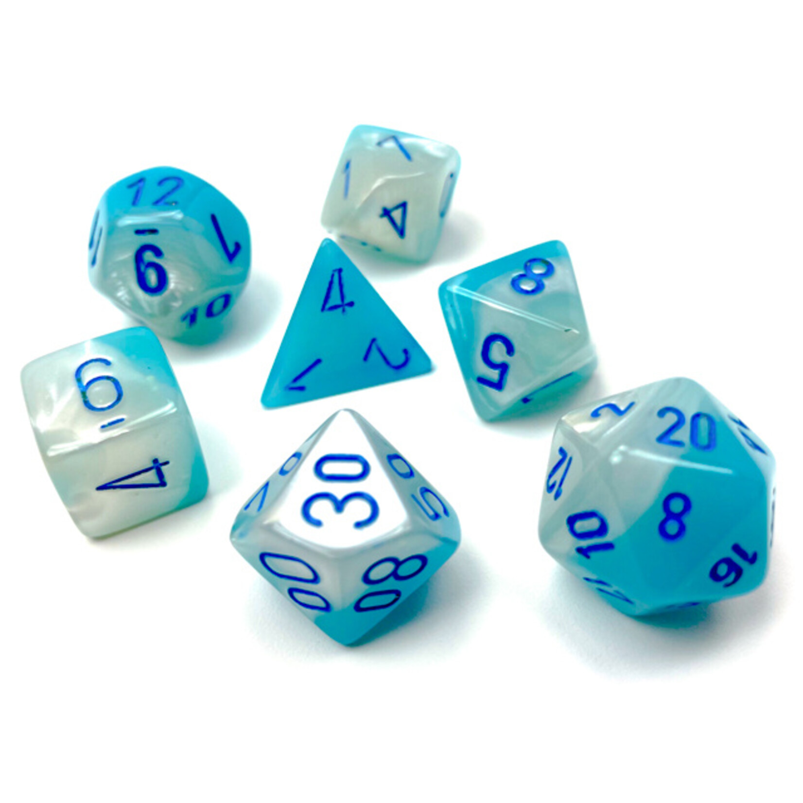 Chessex Chessex 7-Die set Gemini - Pearl Turquoise-White/Blue