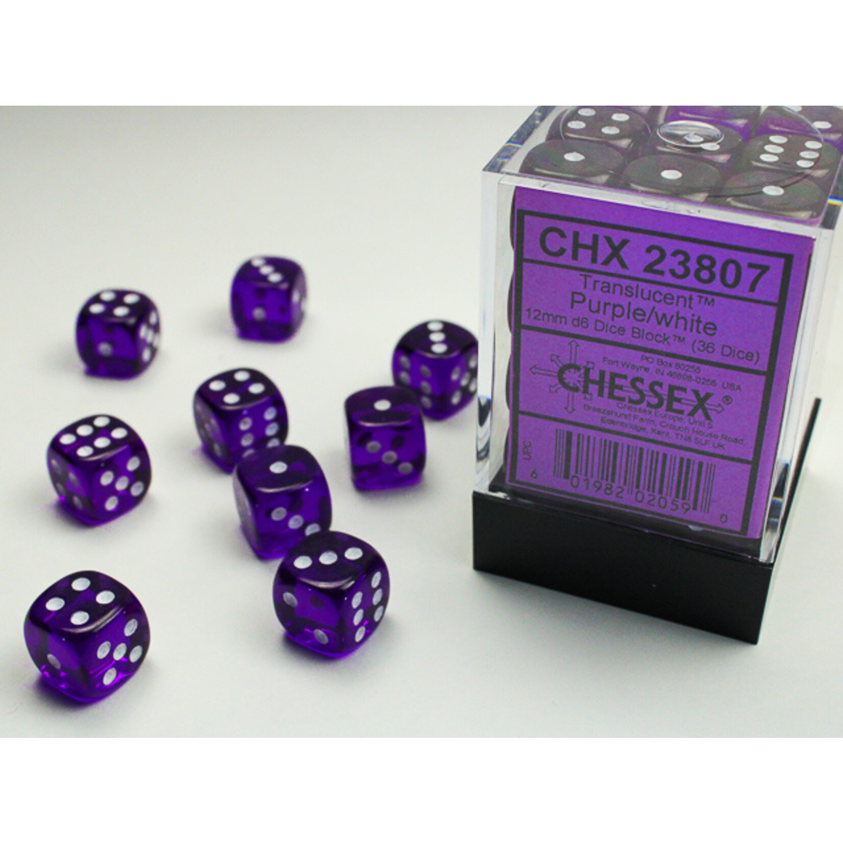 Chessex Chessex 36 x D6 Set Translucent 12mm - Purple/White