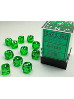 Chessex Chessex 36 x D6 Set Translucent 12mm - Green/White