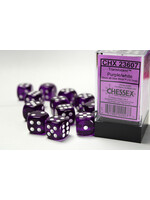 Chessex Chessex 12 x D6 Set Translucent 16mm - Purple/White