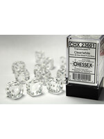 Chessex Chessex 12 x D6 Set Translucent 16mm - Clear/White