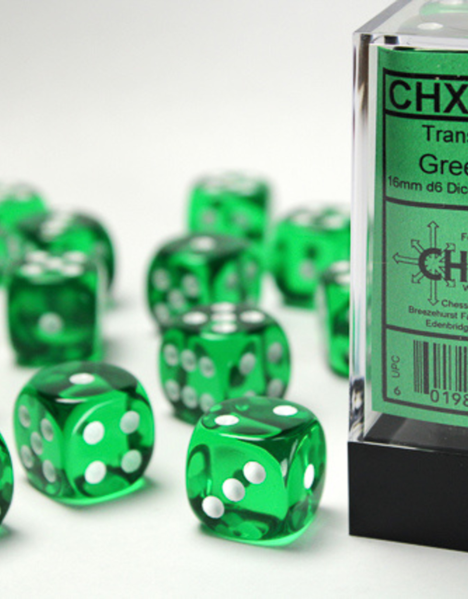 Chessex Chessex 12 x D6 Set Translucent 16mm - Green/White