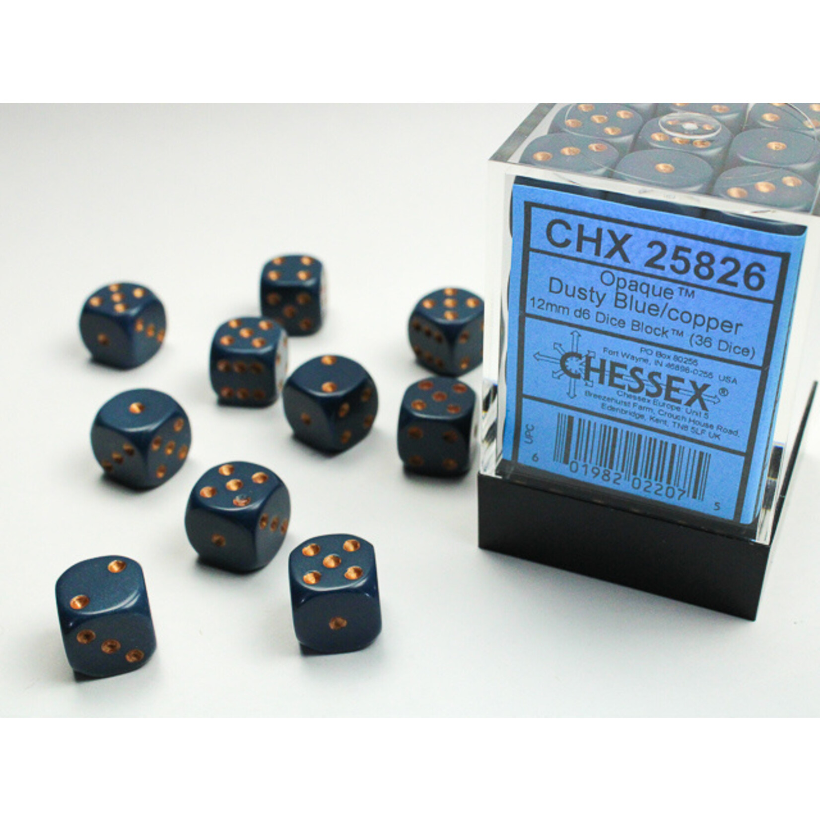 Chessex Chessex 36 x D6 Set Opaque 12mm - Dusty Blue/Copper