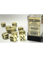 Chessex Chessex 12 x D6 Set Opaque 16mm - Ivory/Black