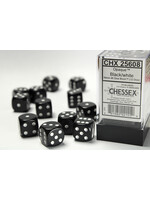 Chessex Chessex 12 x D6 Set Opaque 16mm - Black/White