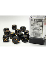Chessex Chessex 12 x D6 Set Opaque 16mm - Black/Gold