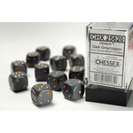 Chessex Chessex 12 x D6 Set Opaque 16mm - Dark Grey/Copper