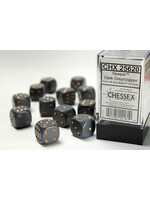 Chessex Chessex 12 x D6 Set Opaque 16mm - Dark Grey/Copper