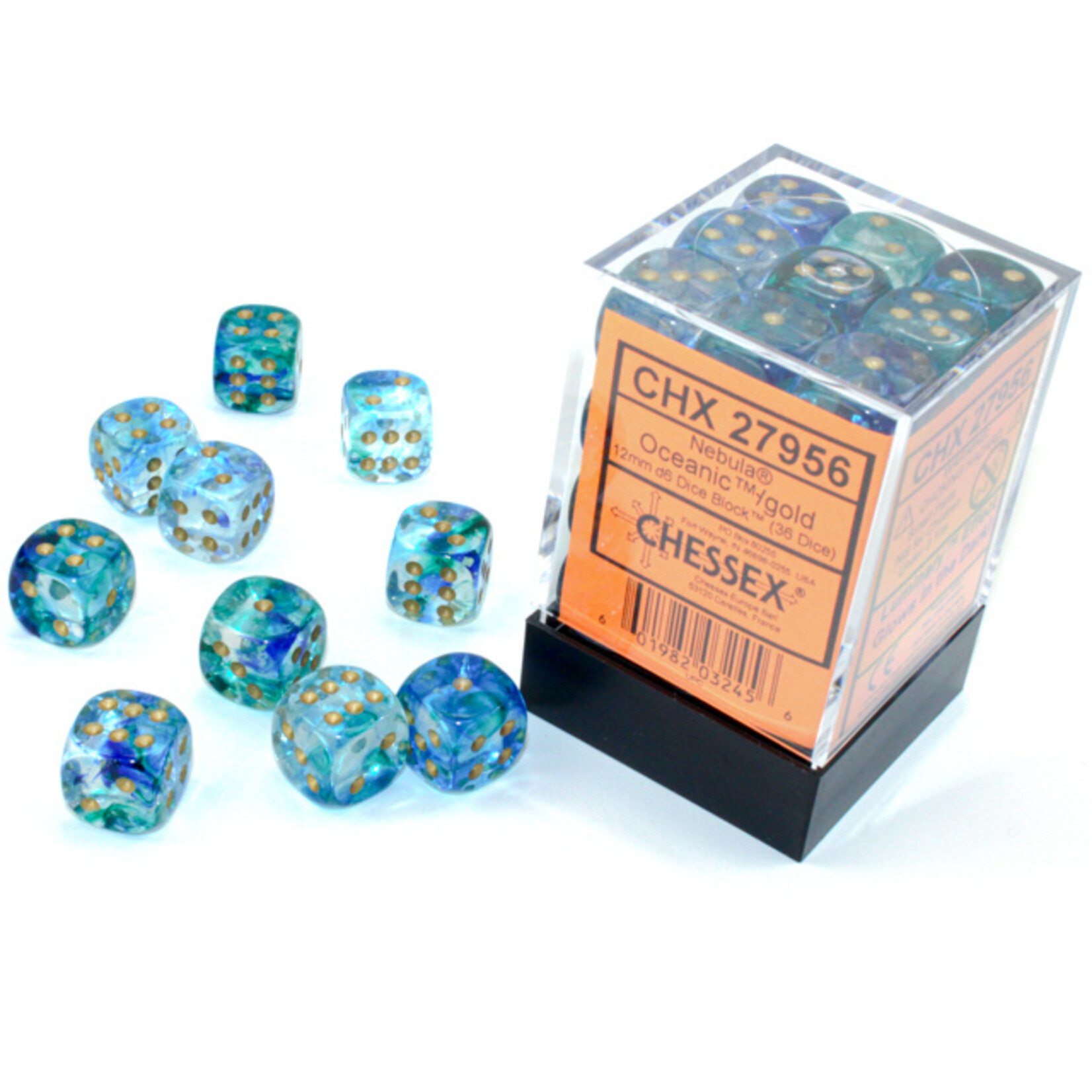 Chessex Chessex 36 x D6 Set Nebula 12mm - Oceanic/Gold