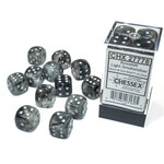 Chessex Chessex 12 x D6 Set Borealis Luminary 16mm - Light Smoke/Silver