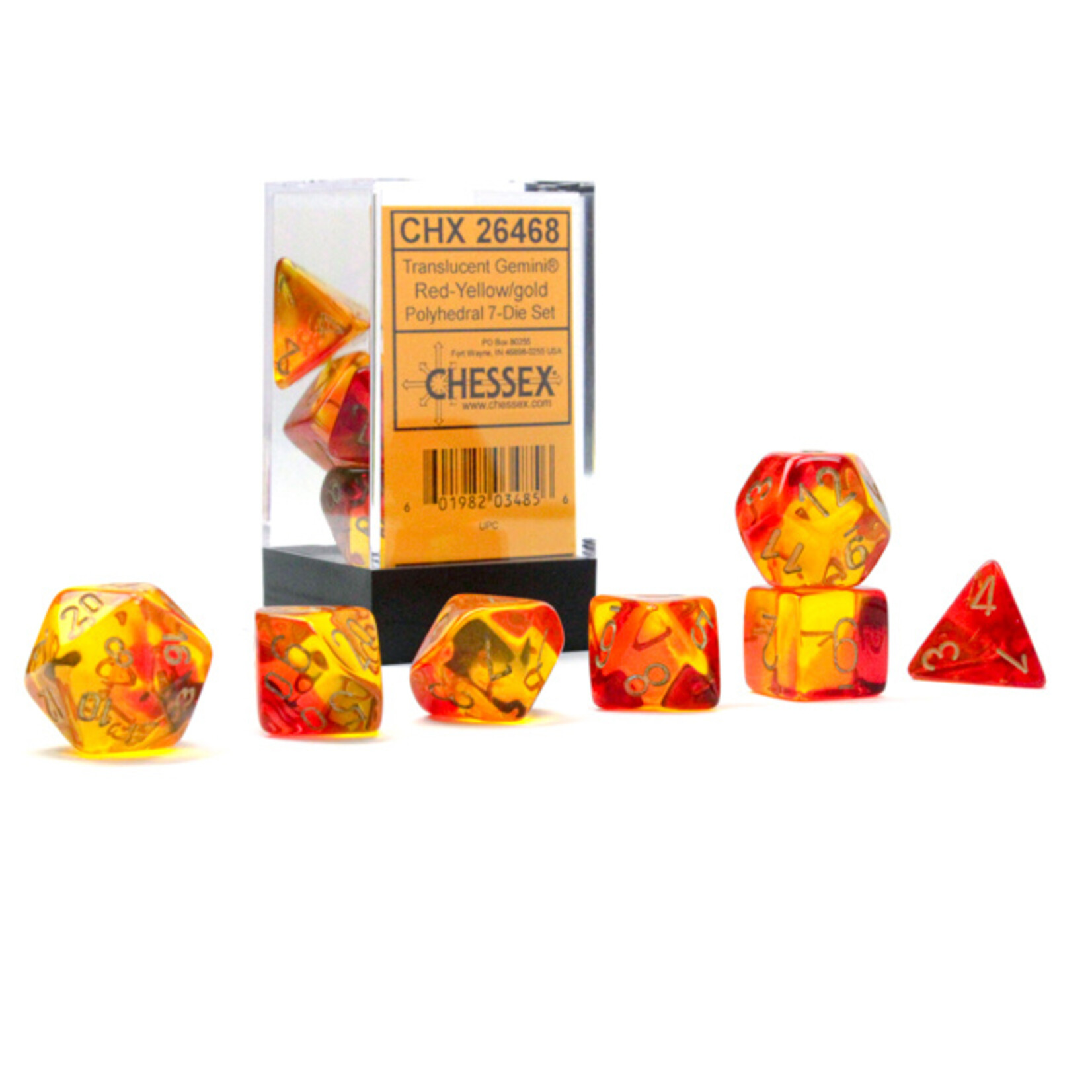 Chessex Chessex 7-Die set Gemini Translucent - Red-Yellow/Gold