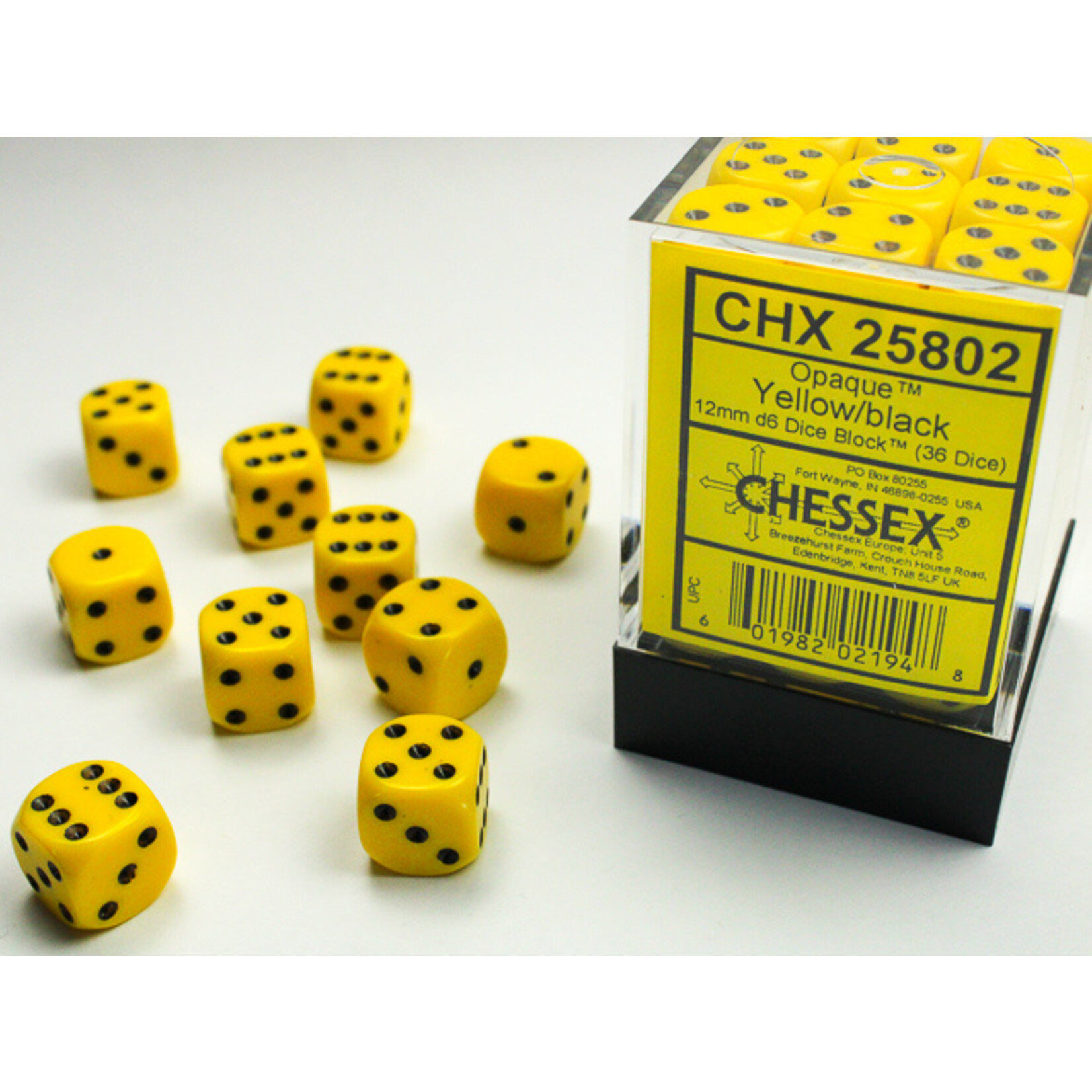 Chessex Chessex 36 x D6 Set Opaque 12mm - Yellow/Black