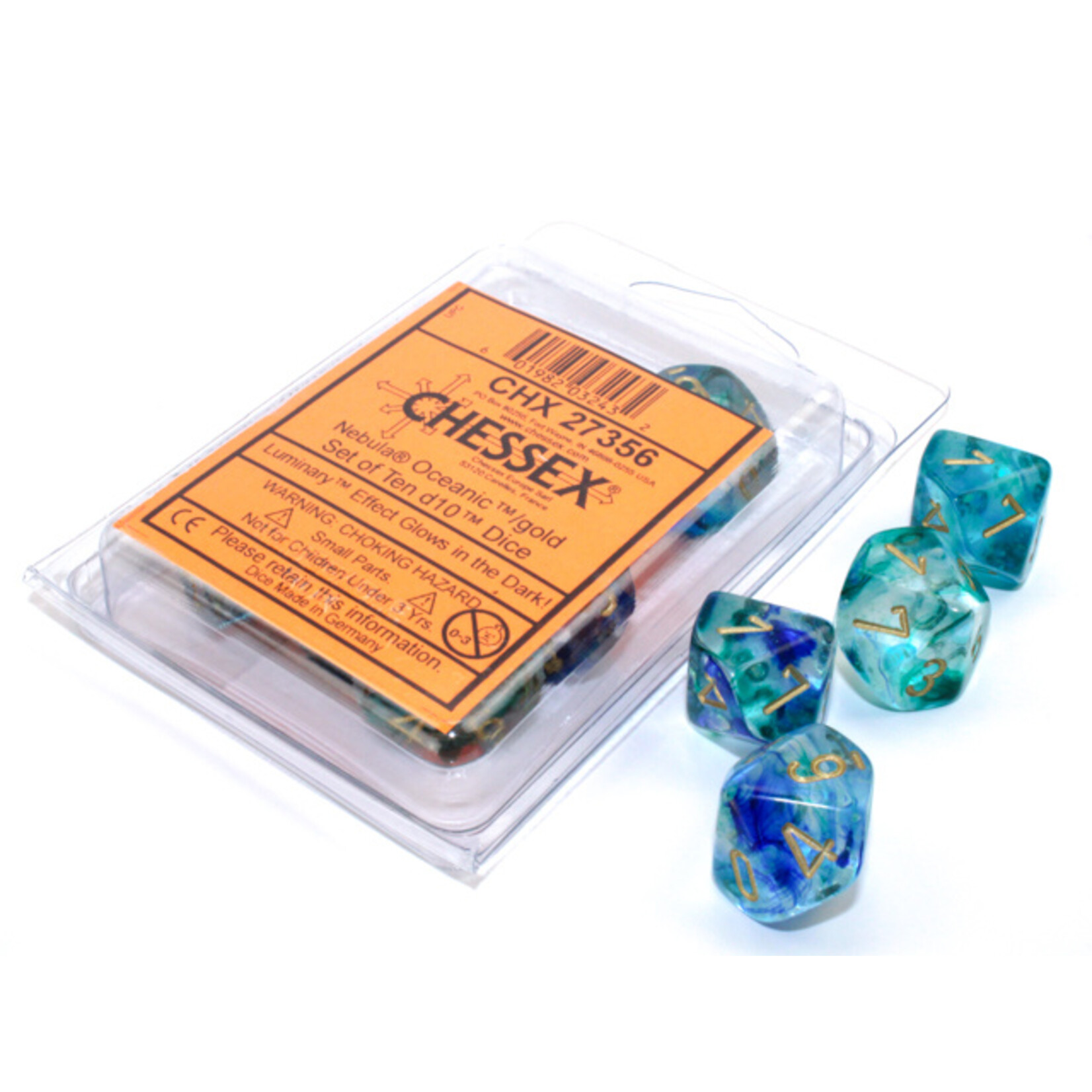 Chessex Chessex 10 x D10 Set Nebula - Oceanic/Gold **