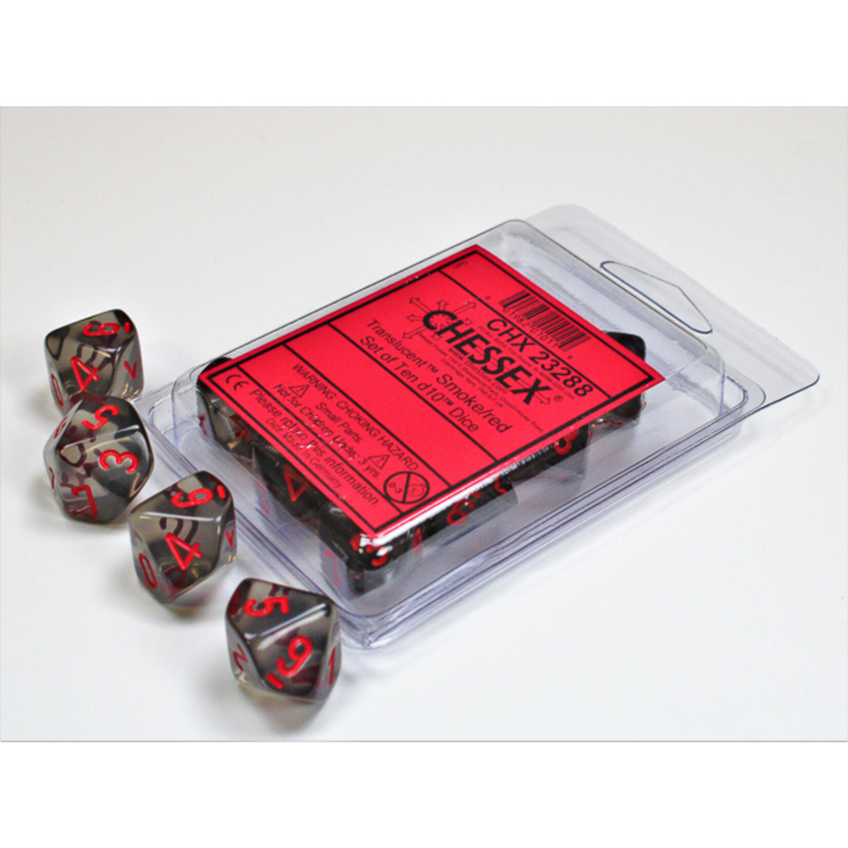 Chessex Chessex 10 x D10 Set Translucent - Smoke/Red **