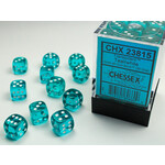 Chessex Chessex 36 x D6 Set Translucent 12mm - Teal/White