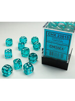 Chessex Chessex 36 x D6 Set Translucent 12mm - Teal/White